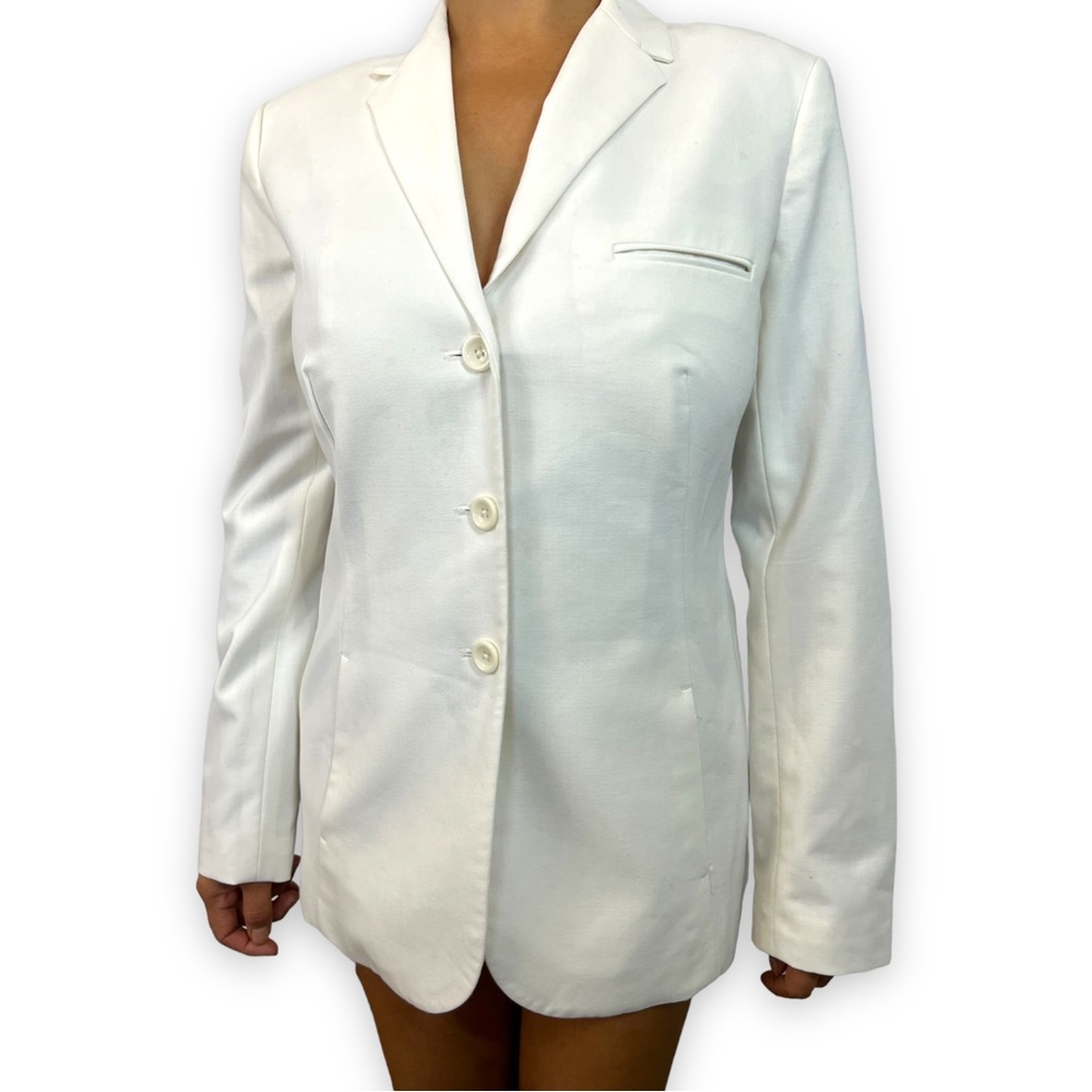Two 2 Piece White Suit Jacket Blazer and Trousers